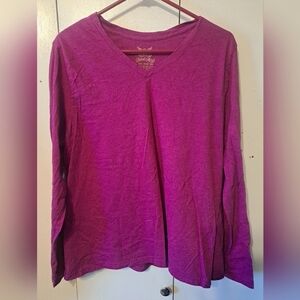 Womans "Old Glory" V Neck Long Sleeved Shirt